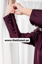 Jeweled buttons burgundy silky abaya