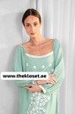 Long Dress In Light Green With Floral Embroidery