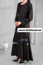 Cashew Velvet & stones strips black Abaya 