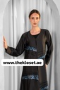 Cashew Velvet & stones strips black Abaya 