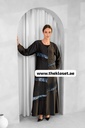 Cashew Velvet & stones strips black Abaya 