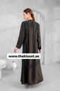 Cashew Velvet & stones strips black Abaya 