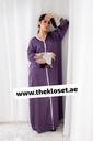 Purple Velvety Pearly Sleeves Abaya 
