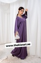 Purple Velvety Pearly Sleeves Abaya 