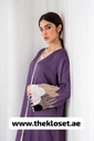 Purple Velvety Pearly Sleeves Abaya 