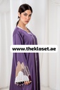 Purple Velvety Pearly Sleeves Abaya 