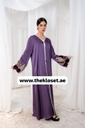 Purple Velvety Pearly Sleeves Abaya 
