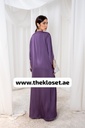 Purple Velvety Pearly Sleeves Abaya 