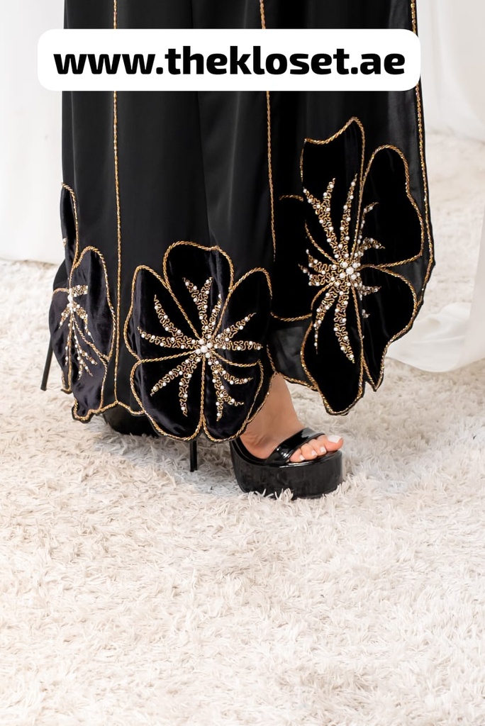 Floral Velvety  Abaya 