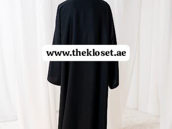 Black Abaya with Art Floral Design  