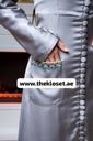 Stones beaded buttons grey abaya