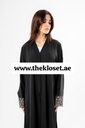Black Abaya With Golden Embroidery Flower Design