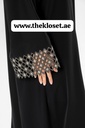 Black Abaya With Golden Embroidery Flower Design