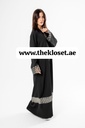 Black Abaya With Golden Embroidery Flower Design