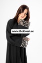 Black Abaya With Golden Embroidery Flower Design