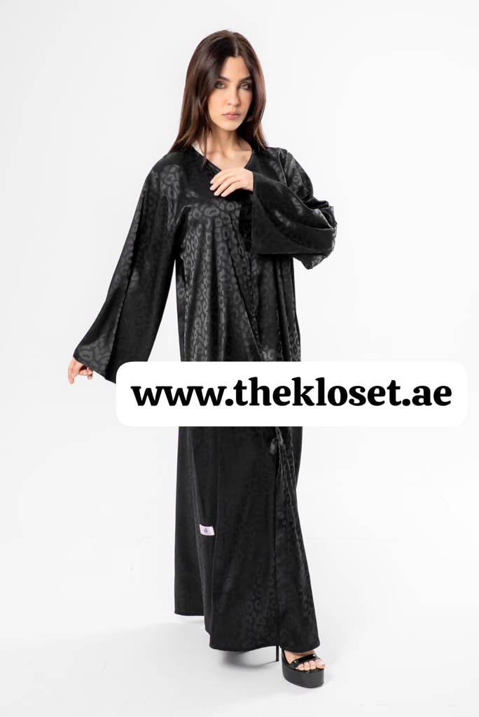 Leopard Print In Black Abaya