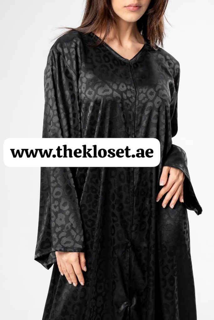 Leopard Print In Black Abaya