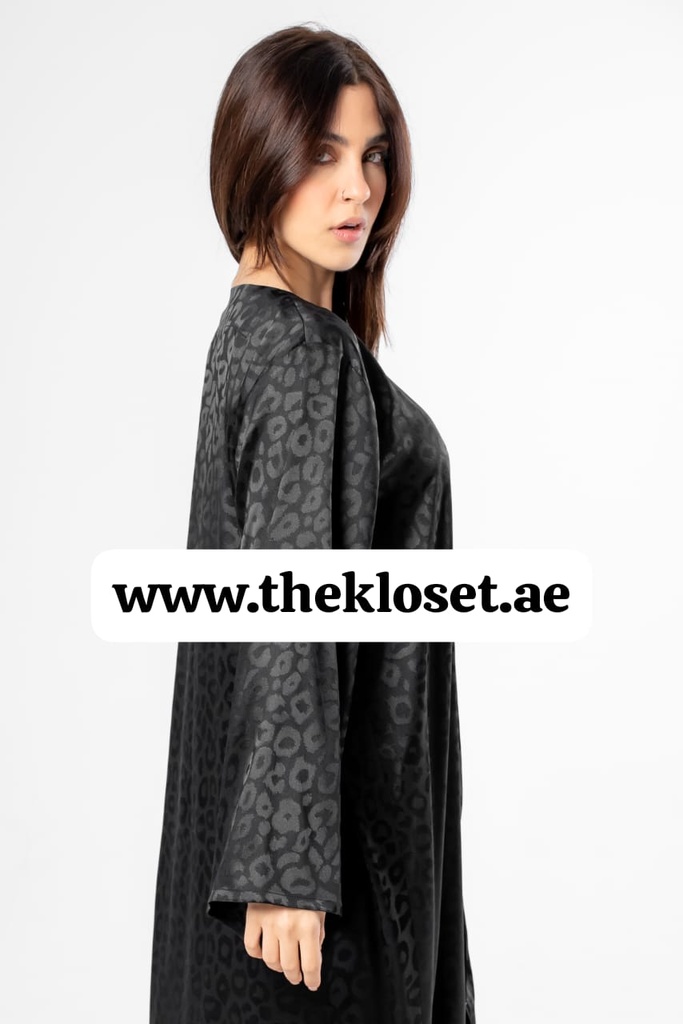 Leopard Print In Black Abaya