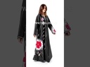 Chic Abaya with Floral Pattern and Bead Embellishments
