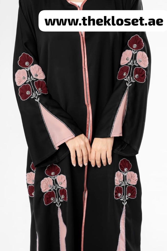 Elegant Floral Hand Beaded Abaya