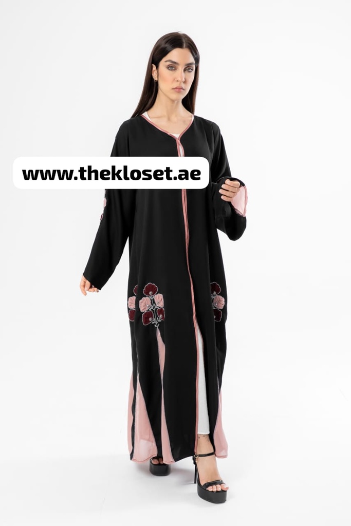 Elegant Floral Hand Beaded Abaya