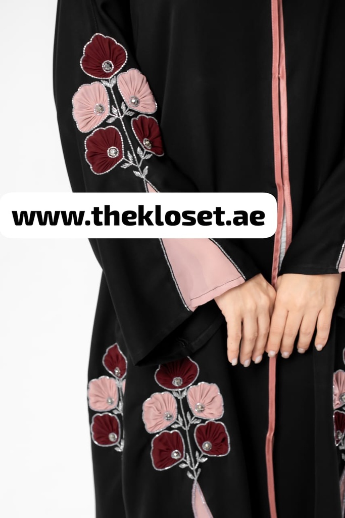 Elegant Floral Hand Beaded Abaya