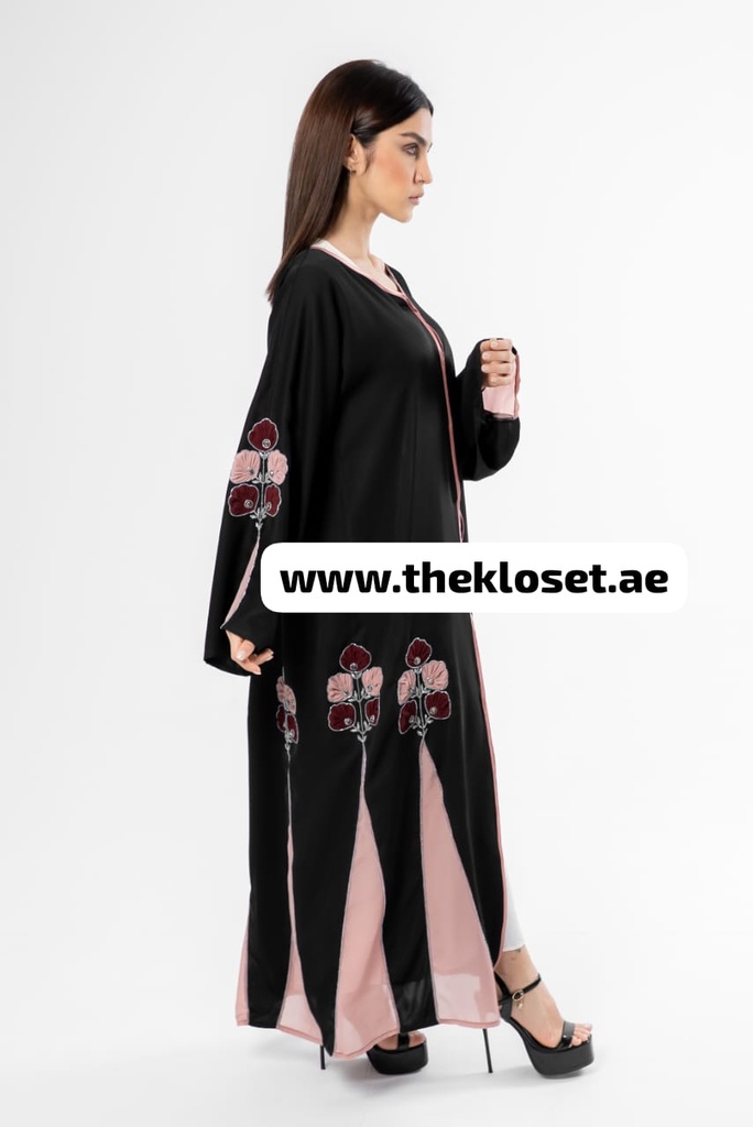 Elegant Floral Hand Beaded Abaya