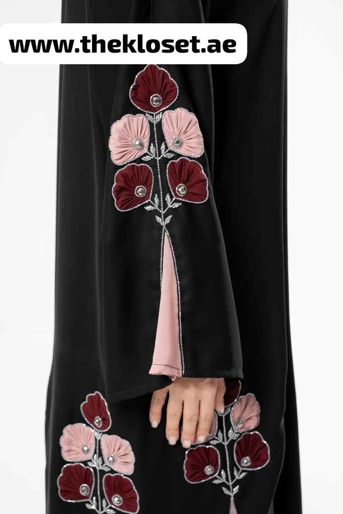 Elegant Floral Hand Beaded Abaya