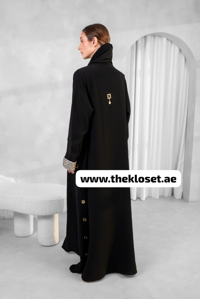 Open Abaya With Silvery Both Side Pocket Design