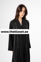 Black Abaya With Embroidery Flower Design