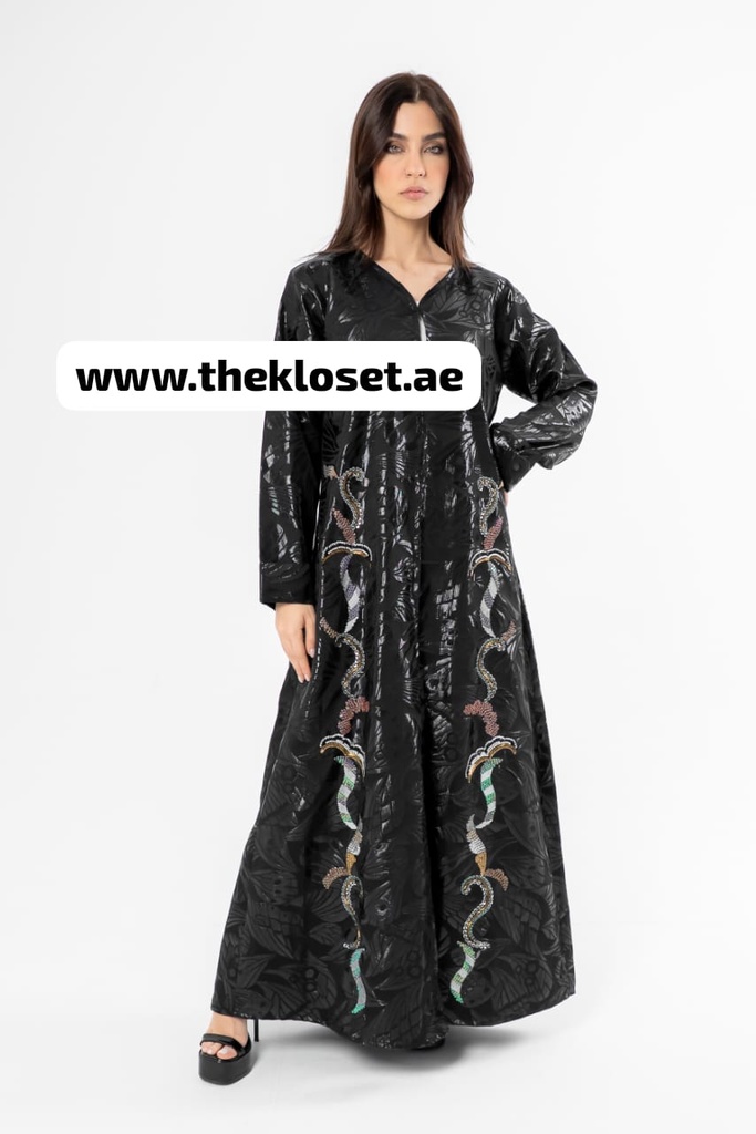 Shiny hand beaded black Abaya