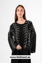 Sliver branches hand beaded black abaya