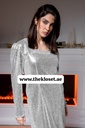  Elegant Sequins Silver Evening Dress