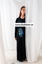 Black Abaya with Art Floral Design  