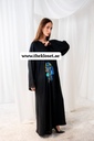 Black Abaya with Art Floral Design  