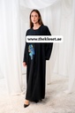 Black Abaya with Art Floral Design  