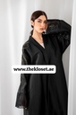 Open Abaya With Beaded Embroidered Design On Sleeves