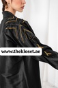 Open Abaya With Beaded Embroidered Design On Sleeves