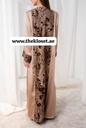 Brown silky velvet print Abaya