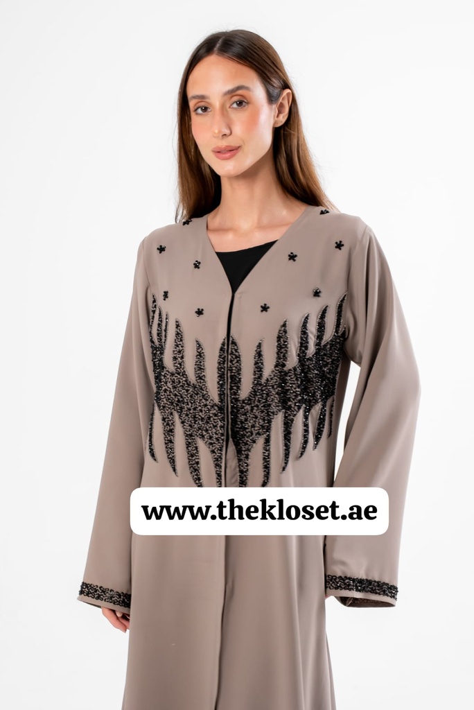 Abaya With Beaded Embroidered Design