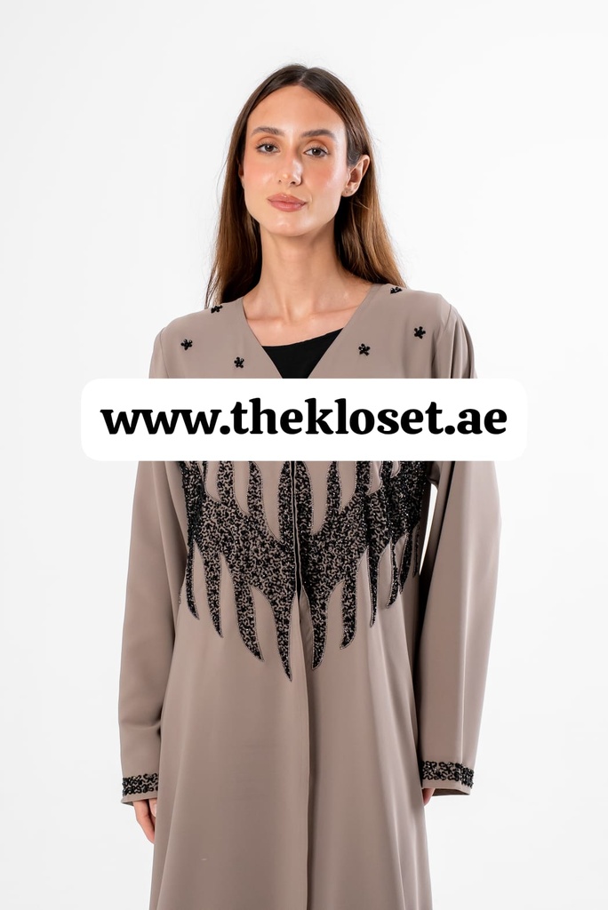 Abaya With Beaded Embroidered Design