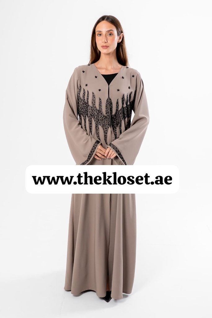 Abaya With Beaded Embroidered Design