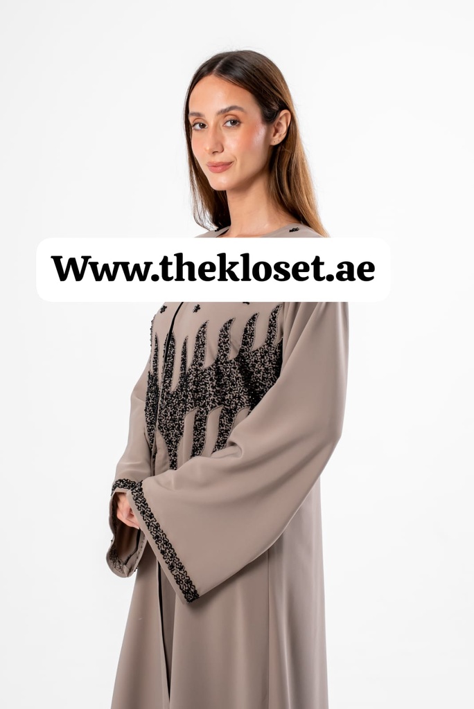 Abaya With Beaded Embroidered Design