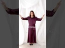 Jeweled buttons burgundy silky abaya