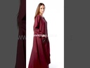 Maroon Hand Beaded Flowers Abaya 