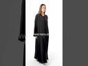 Black Abaya With Beaded Butterfly Design 