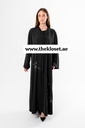 Black Abaya With Beaded Butterfly Design 