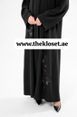 Black Abaya With Beaded Butterfly Design 