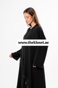 Black Abaya With Beaded Butterfly Design 