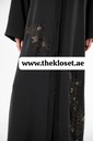 Black Abaya With Beaded Butterfly Design 